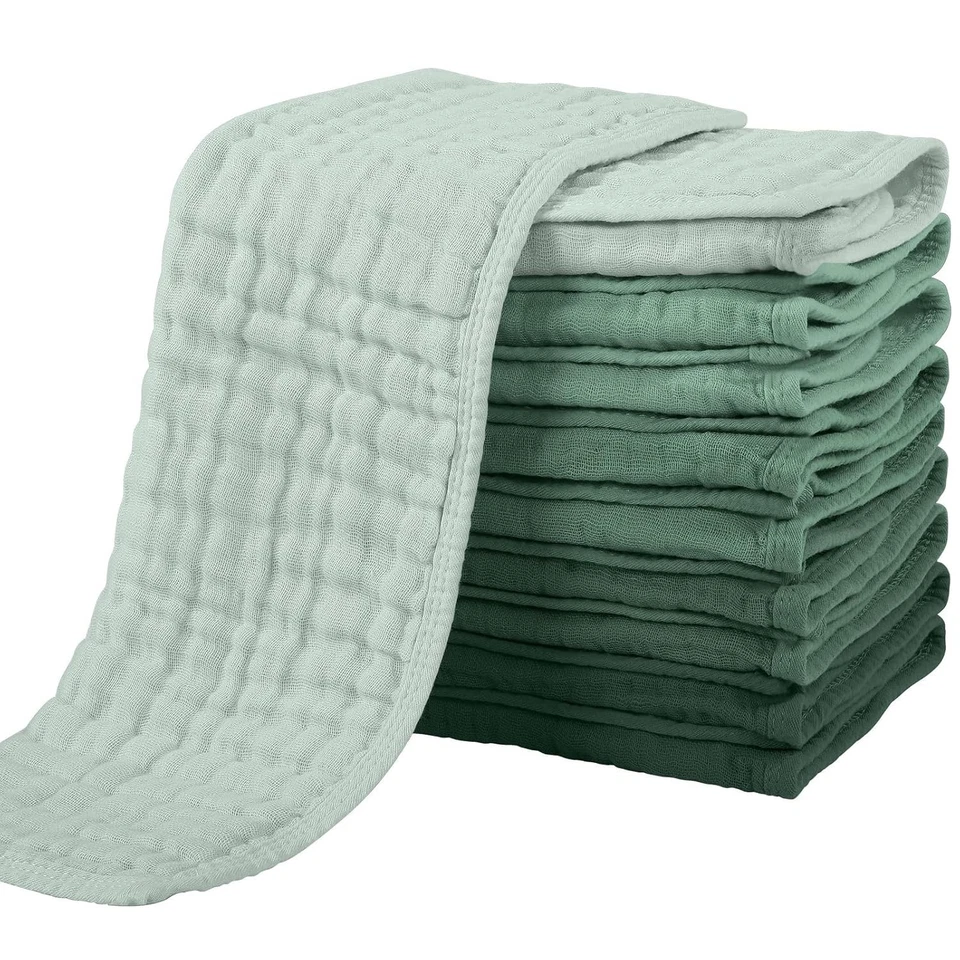 Paños para eructos de muselina 100 % orgánicos súper absorbentes para bebés - Paquete de 10, tamaño grande Foto 3 de 4