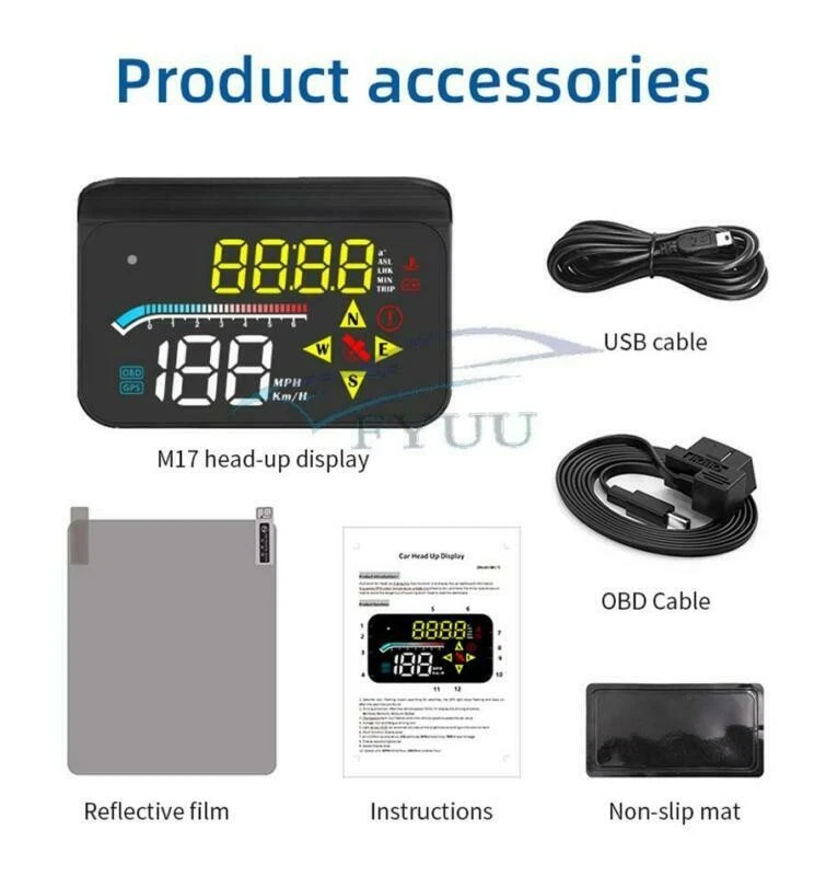 3,5-дюймовый светодиодный спидометр на лобовое стекло автомобиля OBD2+GPS автомобильный HUD-дисплей универсальный - Изображение 2 из 4