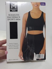 Member's Mark Women's Seamless Racerback Medium Support Sports Bra Black Sz XXL