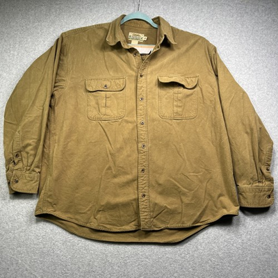 #ad Cabela#x27;s Deerskin Soft Chamois Flannel Shirt Mens 2XL Tall Yellow Button Up $21.21