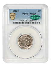 1928-D 5C PCGS/CAC MS65 - Buffalo Nickel