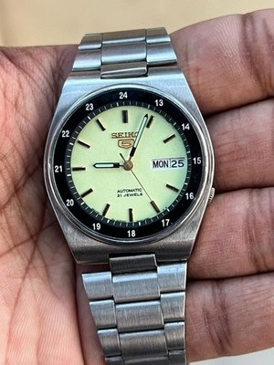 Seiko 5 Automatic 7S26-0980 Green Dial Japan Made Wrist Watch Rare Vintage
