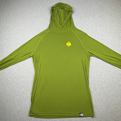 Soflete 'The Panda' Green T-Shirt Hoodie Mens Size Small Long Sleeve Bamboo Soft