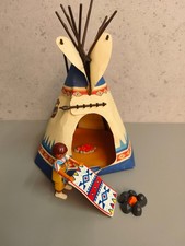 Western Indianer Zelt mit Feuerstelle + Rauchzeichen Figur Playmobil 839