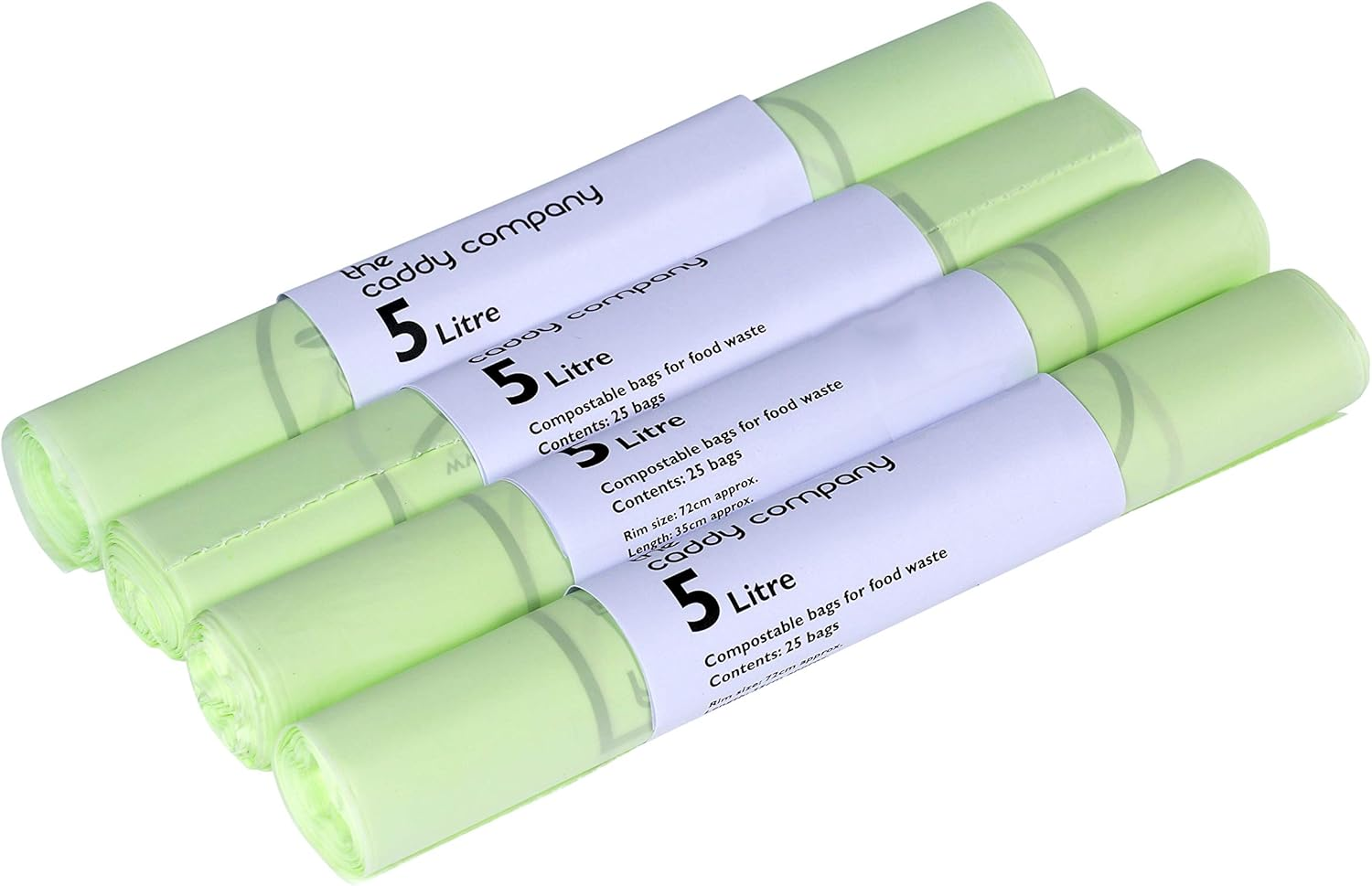 5 Litre (5L) Compostable Caddy Bin Liners, 100 Bags