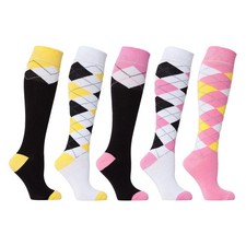 Women's Mixed  Match Argyle Knee High Socks Set