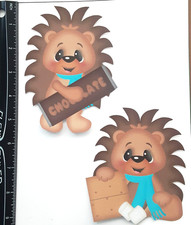 Lot of 2 Winter Hedgehog Smores Chocolate SINGLE LAYER Embellishments 787