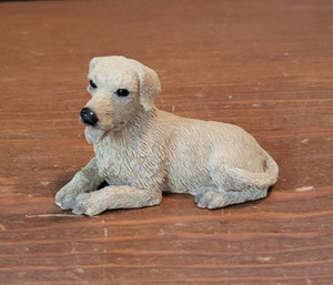 Yellow Lab Figurine Hand Painted Collectible Shelf Sitter Shadow Box