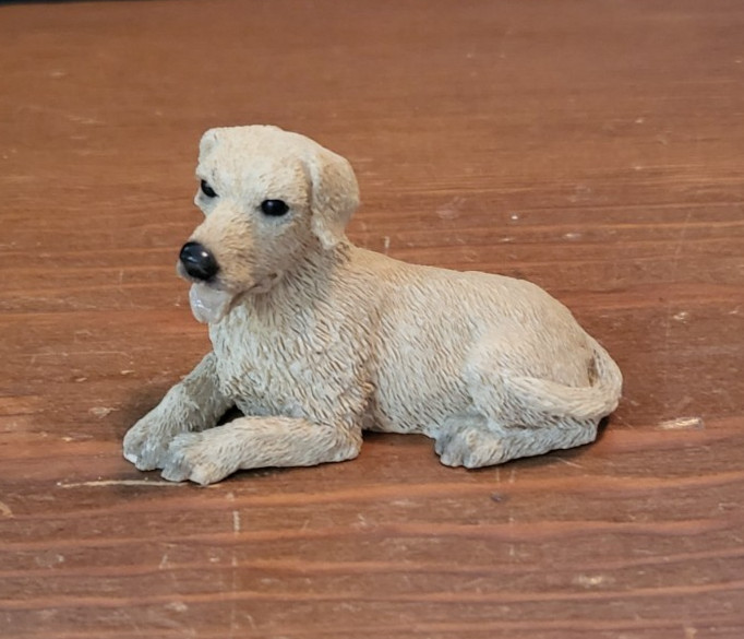 Yellow Lab Figurine Hand Painted Collectible Shelf Sitter Shadow Box
