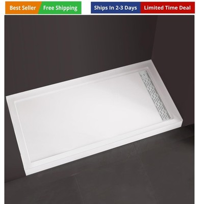 Shower Base 60'' x 32'' , Shower Pan Kit With Stainess Steel Cover, Non-Slip Ac...