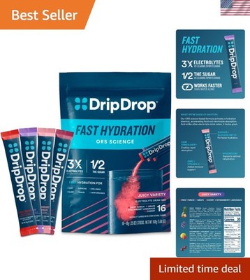 Hydration Electrolyte Packets - Juicy Variety, 16 Sticks,