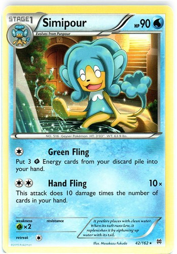 Simipour - 42/162 - Rare (Mp) BREAKThrough - Water Pokémon