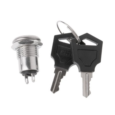 Two Terminals SPST Electric Keyswitch Keylocks Switches with 2 Key Electric