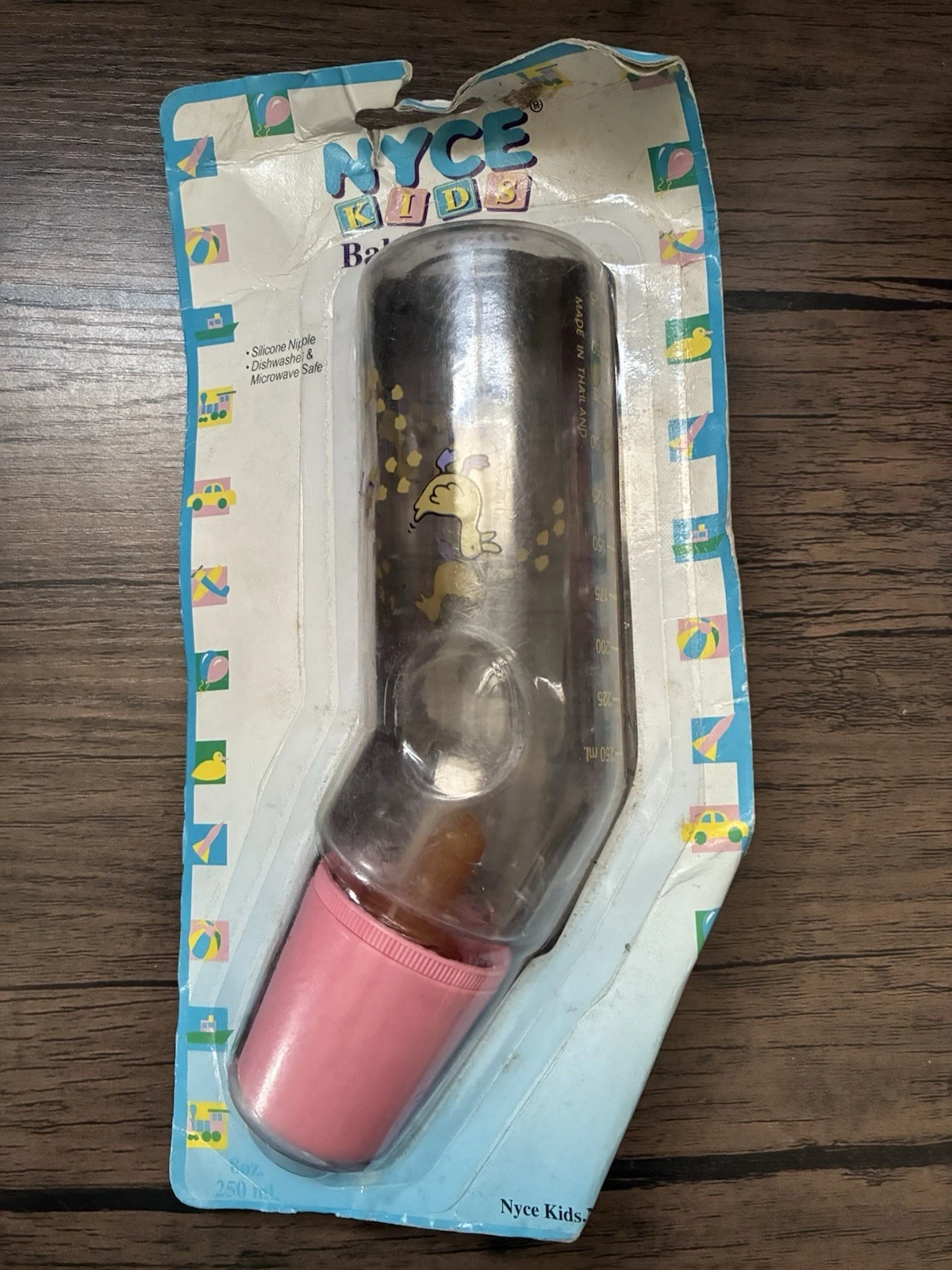 Vintage Angled Baby Bottle By Nyce Kids Duck Pattern