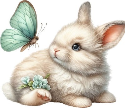 Bunny and butterfly 9x9 cm car decal sticker motif