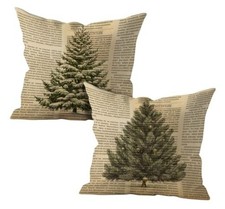 Vintage Christmas Tree Pillow Covers 20x20 Set of 2, Set of 2-20x20 Inch