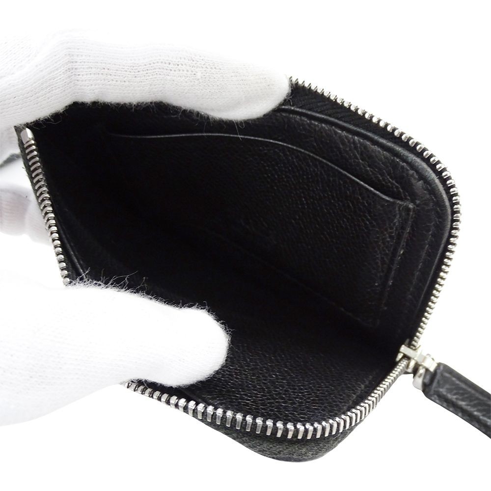 Prada Card Case Unisex Vitello Micro Grain Leather Black Silver Metal thumbnail 5