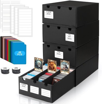 Trading Card Storage Box,18000+ Cardboard Storage Box with 60 Dividers,Label&...