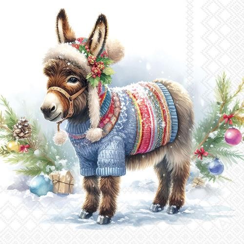 Weihnachten Servietten Lunch 33X33 3-Lagig 20 StüCk Weihnachtsesel Wooly Donkey-image