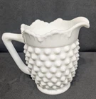Vintage Fenton Milk Glass Hobnail Footed Crown Top Creamer 4" Tall 3" width