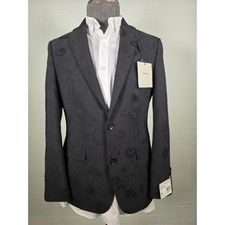 Calvin Klein Men Jacquard Sport Coat Black Floral 38S Slim Fit Suit Polished NWT