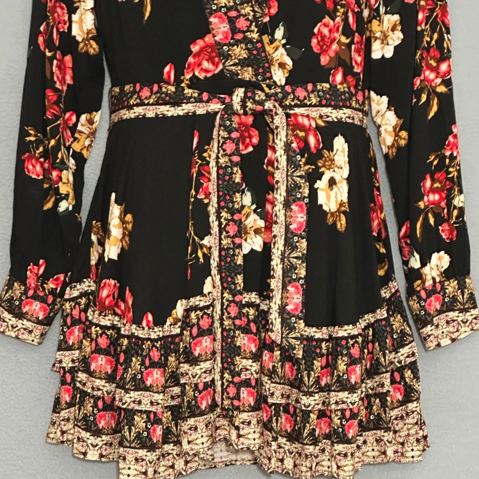 Vestido para mujer Venus 14 negro floral envolvente sintético boho chic country vaquera occidental Foto 4 de 4
