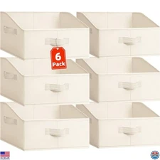 Criusia Closet Organizers Bins 6 Pack - Large Closet Shelf Organizer with