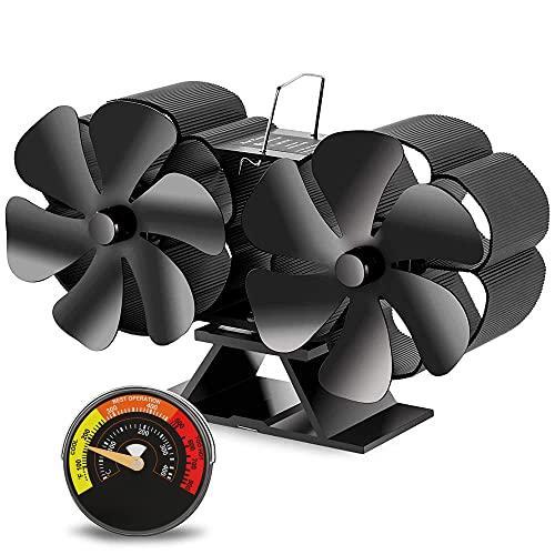 Wood Stove Fan Heat Powered, 12 Blade Fireplace Fan Non-Electric, Thermoelectric - Picture 1 of 7