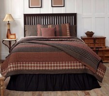 Red Black Twin Quilt Handtitched Reverse Seam Strip Patchwork Beckham