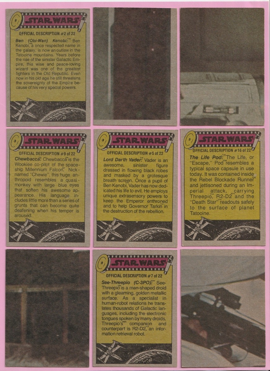 1977 Topps STAR WARS Ser. 3 Yellow Complete Set Cards 133