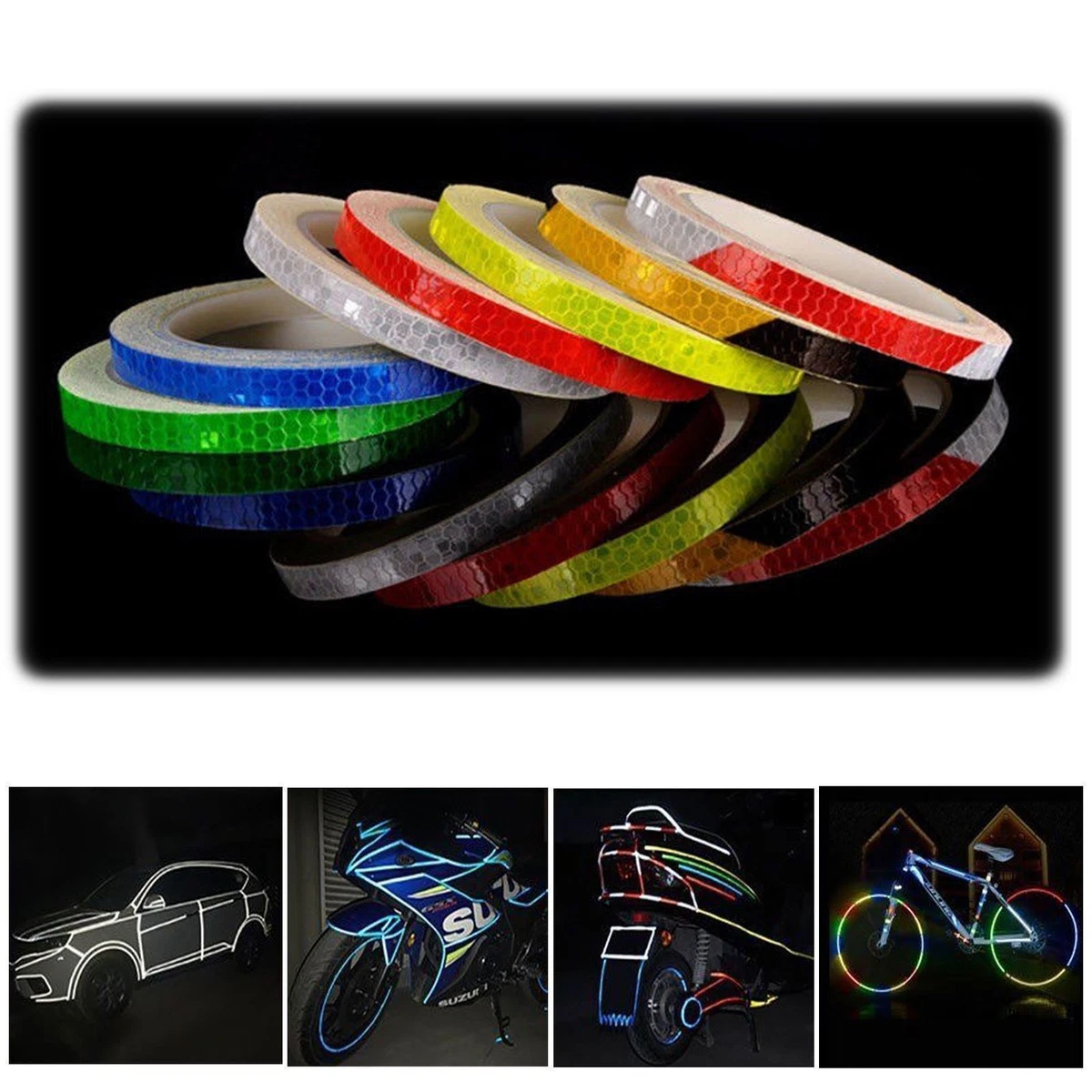 8M Reflective Tape Fluorescent Bike Bicycle Car Safety Reflective Stickers