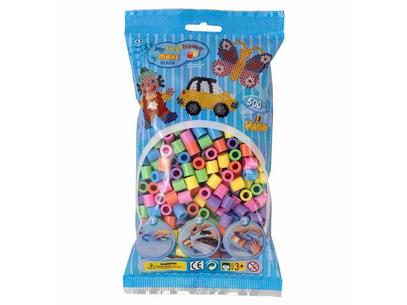 Hama 500 MAXI Bügelperlen - Pastell-Mischung Tüte Perlen Ø 10 mm Steckperlen