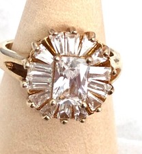 Vintage Gold over Silver Cubic Zirconia Ring