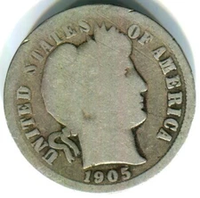 1905-S Silver Barber Dime !!  Better Date  !!