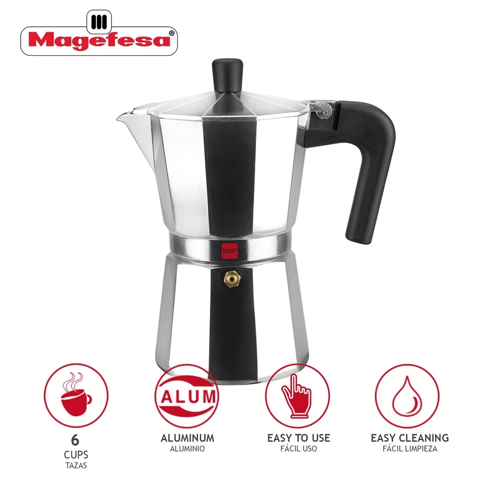 Kenia Estufa Espresso Moka Pot 6 Tazas/10 OZ Cafetera Italiana para C... Foto 2 de 4