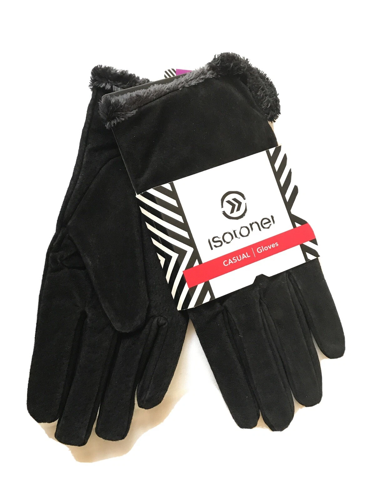 NWT WOMEN ISOTONER MICROLUXE SUEDE CASUAL GLOVES BLACK XL