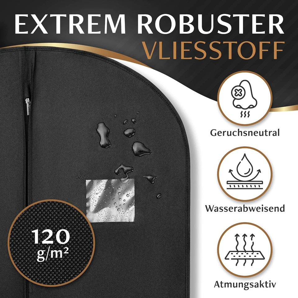 Bruce.® Kleidersack Set - 120GSM Atmungsaktiv - Kleiderhülle für Anzug und Kleid - Bild 4 von 4