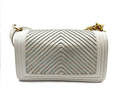 ショルダーバッグ・ポシェット × ヴィンテージ(中古) Chanel Chevron Boy Mini Crossbody Bag Chanel Ivory Boy Pink Stitching Chevron Crossbody Bag | eBay