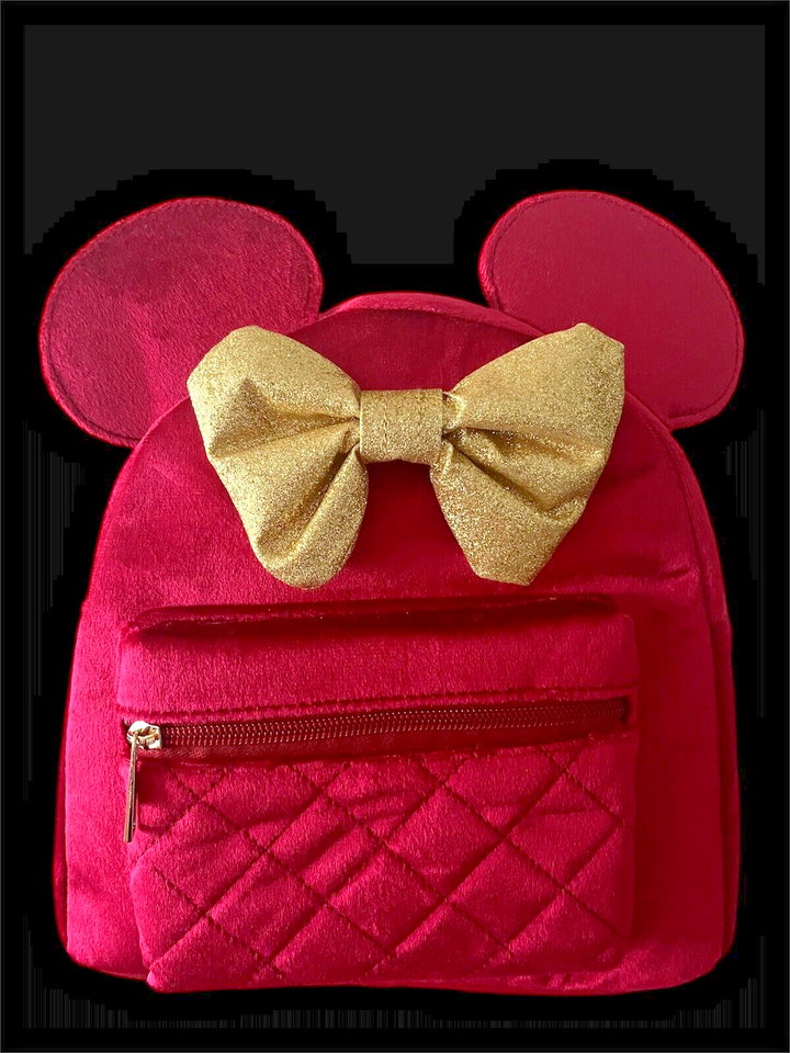 NWT Disney Minnie Mouse Mini Backpack Red Velvet 3D Ears & Bow | eBay