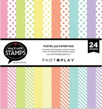 PP 6X6 Paper Pad Dots & Stripes Pastel Colors PInk Green Yellow Purple Blue ++