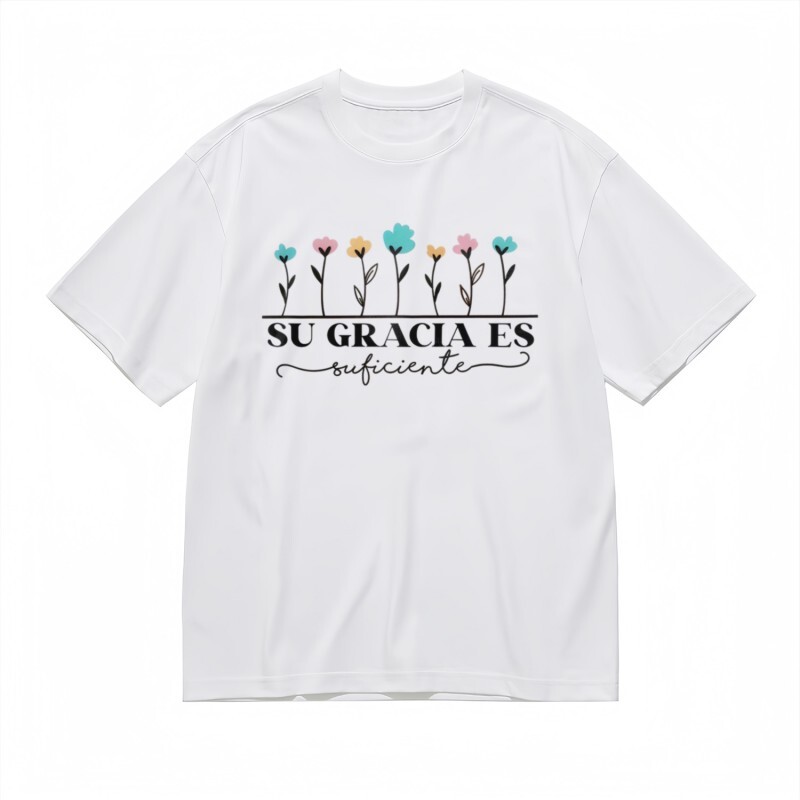 T shirt donna trend classica delicata fila di fiori e design tipografico maglietta