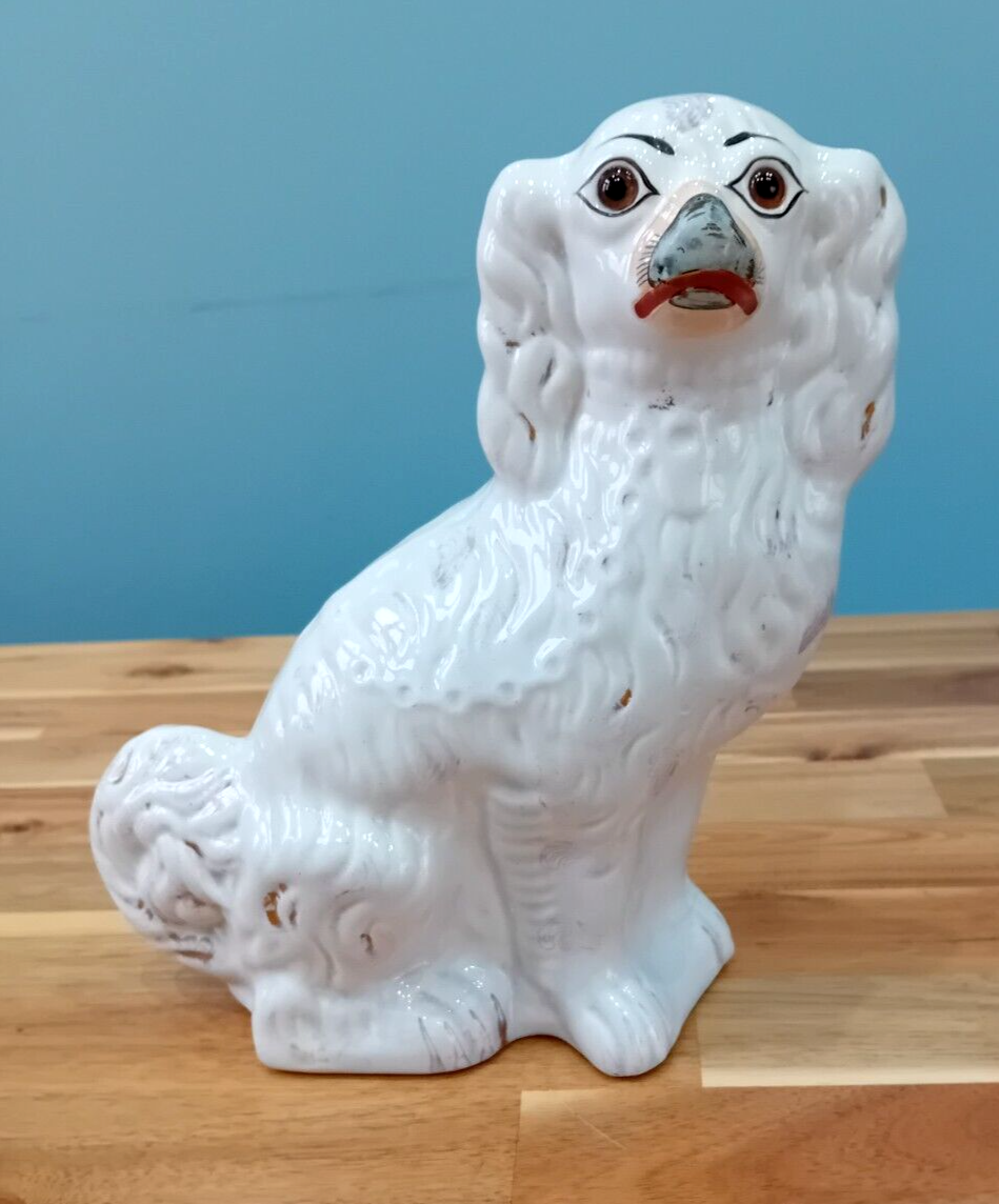 Antique Pearlware Staffordshire Wally Dog Glass Eyes