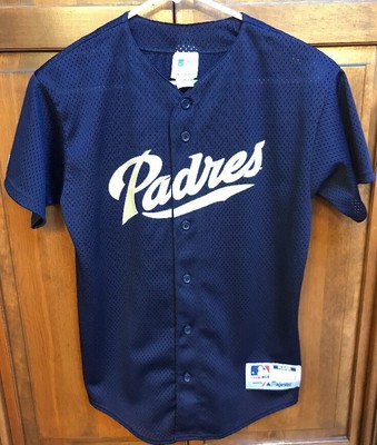 Majestic San Diego Padres Mesh Jersey Button Front Blue Youth Boys L | eBay