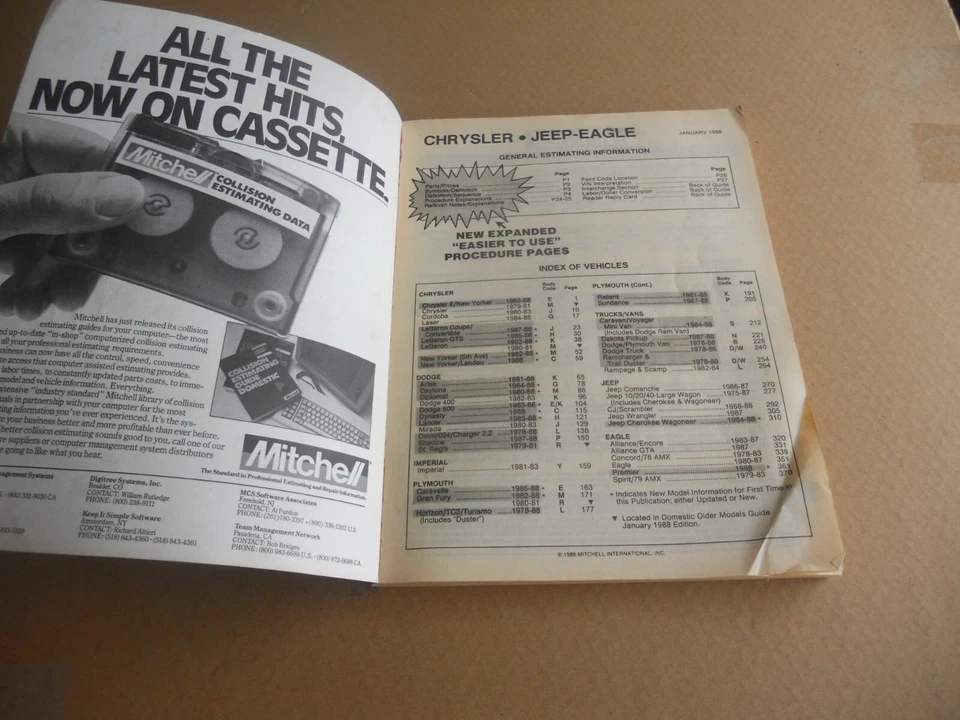 Plymouth Dodge Chrysler AMC 1980-1988 Jeep Eagle Crash número de pieza catálogo Foto 3 de 4