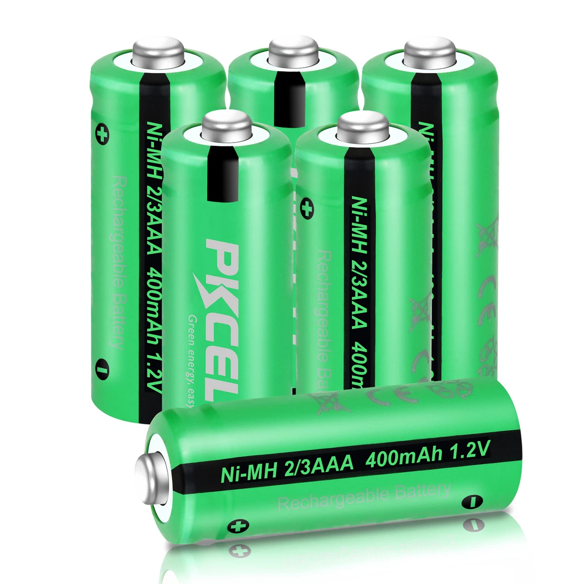 Ni MH 1.2v 400mAh 2 3AAA Rechargeable Batteries Button Top for Solar Lights 6pcs
