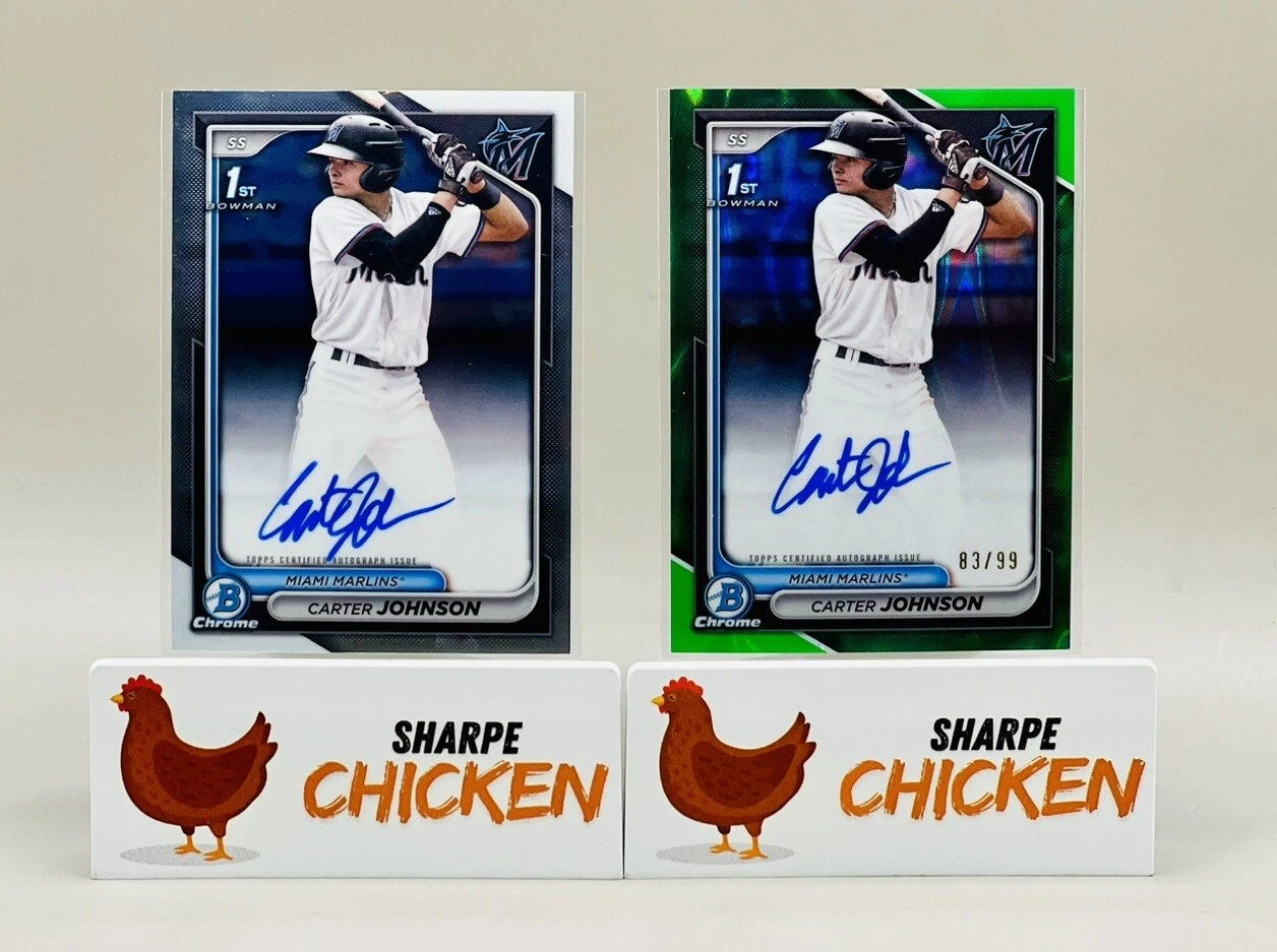 2024 Bowman Draft Carter Johnson  1st Chrome Base Auto & Green Lava Auto /99 🐠