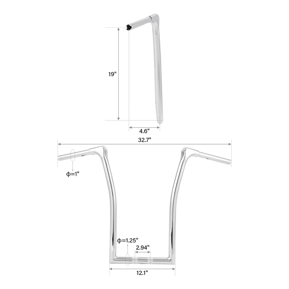 Manillar Rise 19" Ape Hanger 1,25"" Fat apto para Harley Softail FatBoy FLFB FXBR Foto 3 de 4