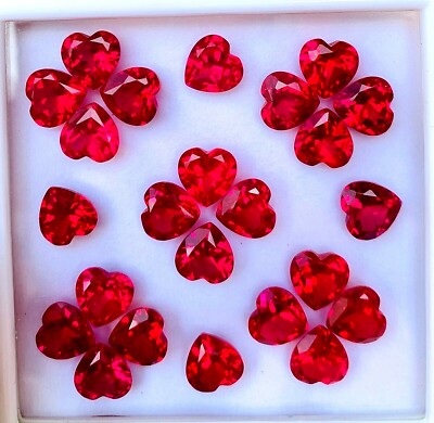 25 Pcs Natural Mogok Red Ruby Heart 8.00 MM Certified Treated Loose Gemstone 