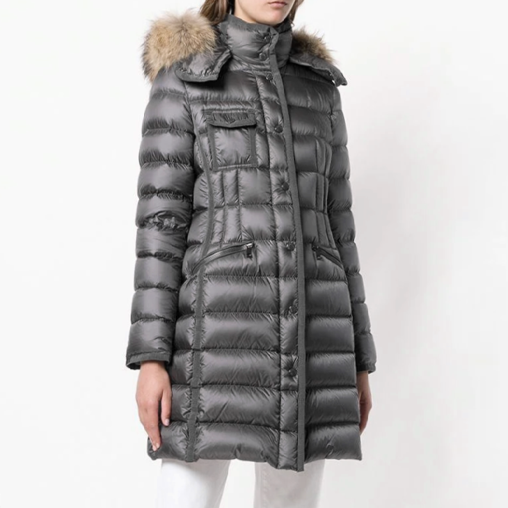 MONCLER HERMIFUR Fitted Down Padded Puffer Jacket Quilted Coat Fur