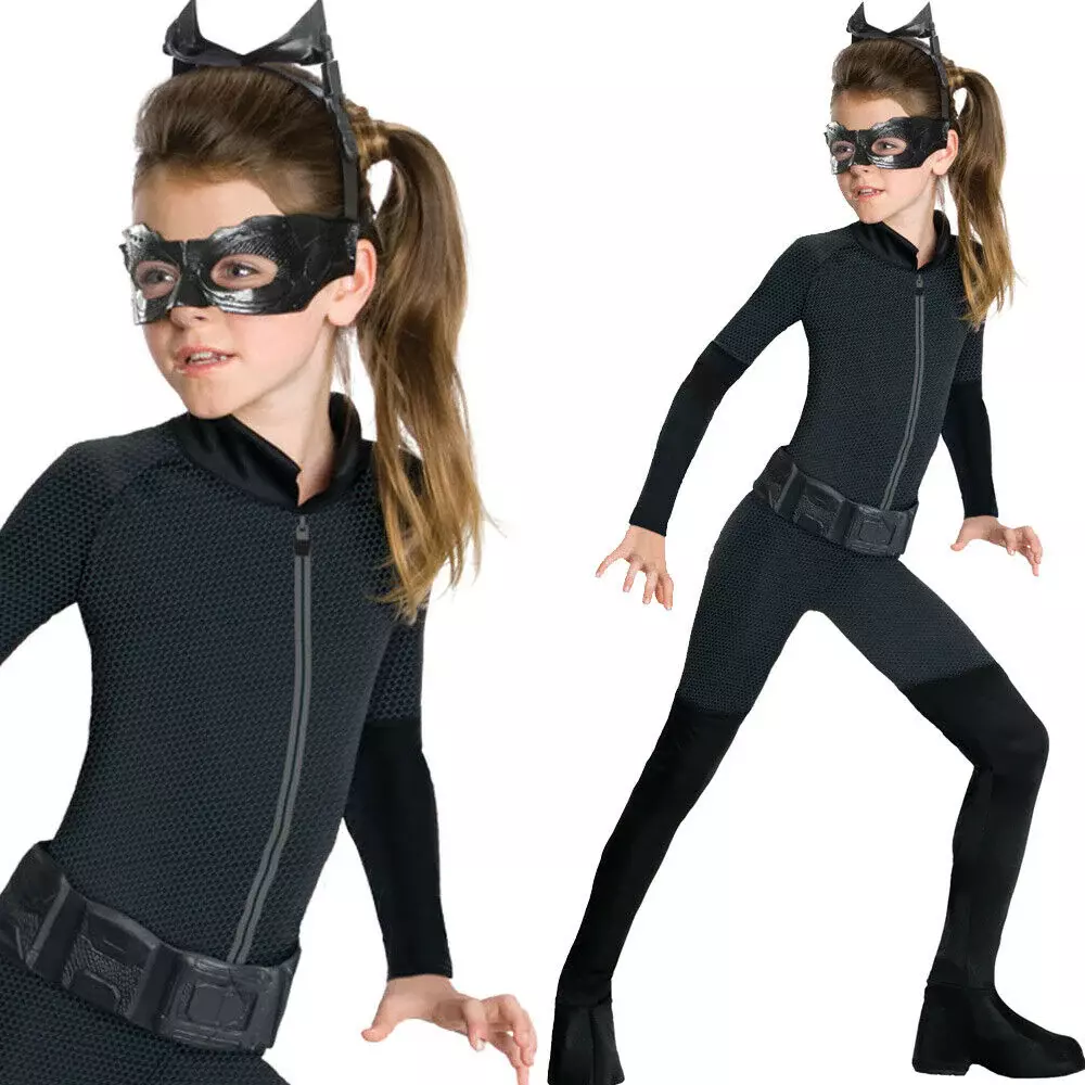 Ragazze Catwoman Costume Supereroe Autorizzato Bambini Vestito Libro Giorno